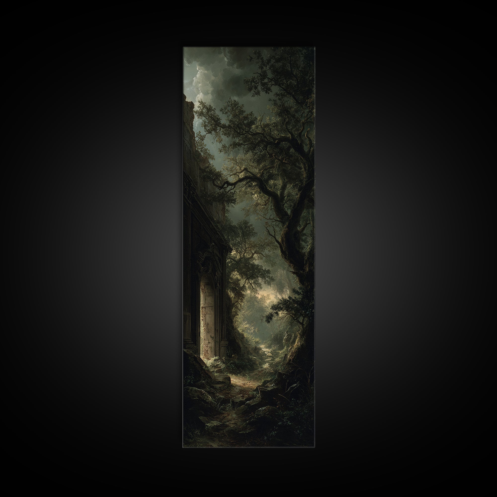 The Derelict Asylum, Baroque Witchcraft Art, Tall Narrow Wall Art, Dark Halloween Decor, Framed Canvas Print, Halloween Wall Art