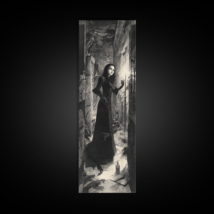 The Derelict Asylum, Expressionist Nightmare Art, Tall Narrow Wall Art, Dark Fantasy Wall Art, Framed Canvas Print, Halloween Wall Art