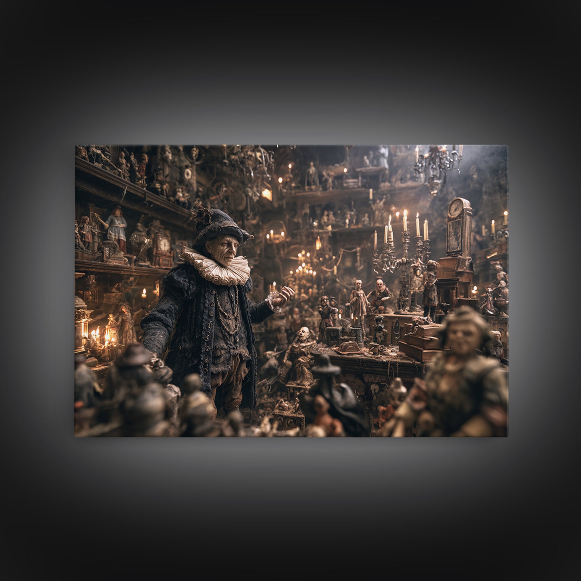 The Midnight Antique Shop, Medieval Grotesque Art, Landscape Wall Art, Gothic Horror Wall Art, Canvas Print, Halloween Wall Art