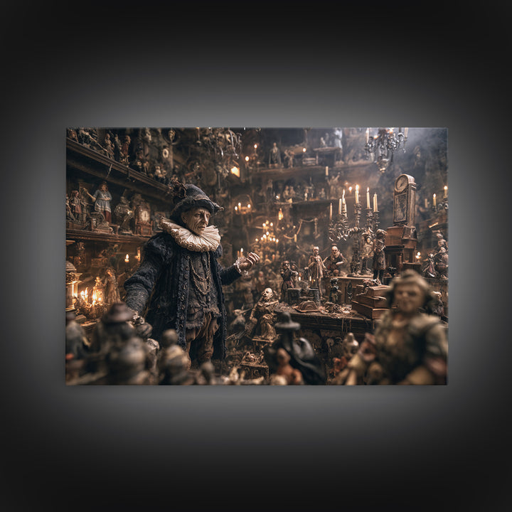The Midnight Antique Shop, Medieval Grotesque Art, Landscape Wall Art, Gothic Horror Wall Art, Canvas Print, Halloween Wall Art