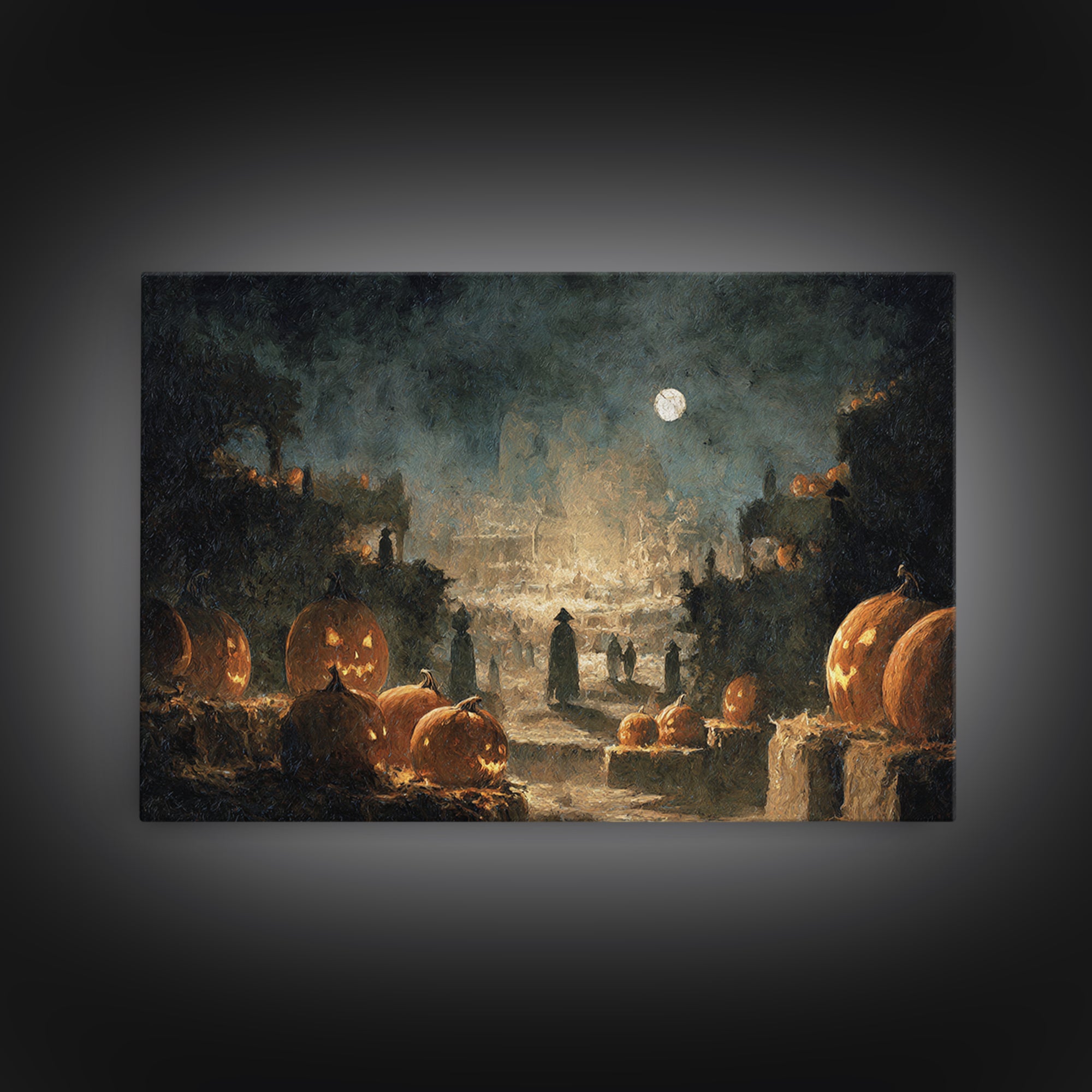 The Pumpkin Patch Maze, Romantic Gothic Landscape, Landscape Wall Art, Dark Halloween Decor, Canvas Print, Halloween Wall Art