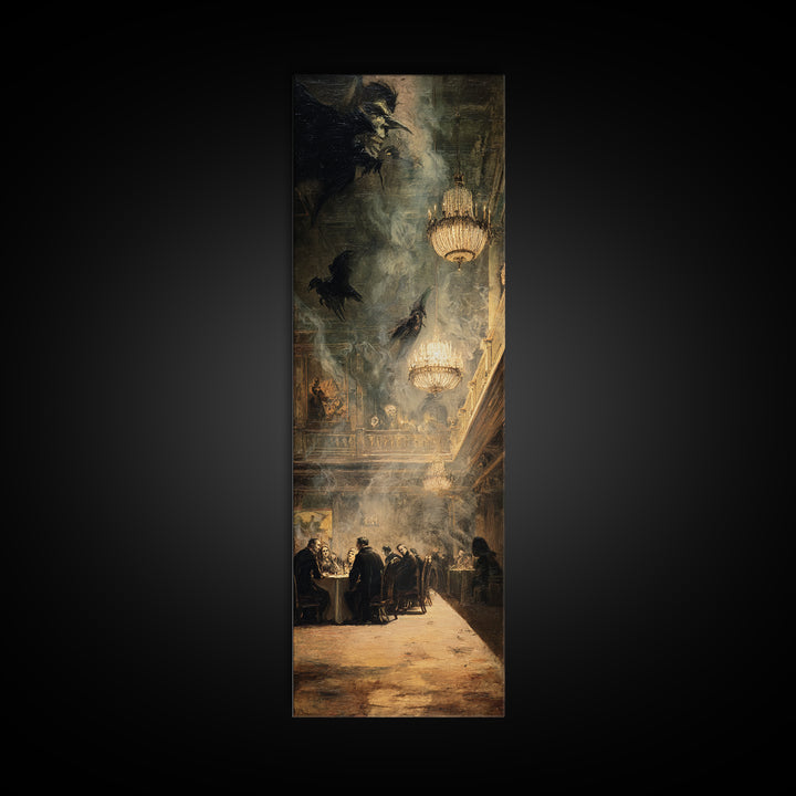 The Haunted Hotel, Dark Romantic Horror Art, Tall Narrow Wall Art, Dark Halloween Decor, Canvas Print, Halloween Wall Art