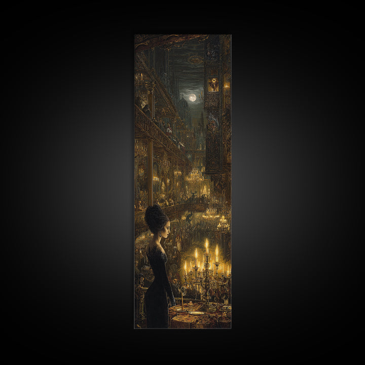 The Haunted Hotel, Ornate Symbolist Art, Tall Narrow Wall Art, Gothic Horror Wall Art, Framed Canvas Print, Halloween Wall Art