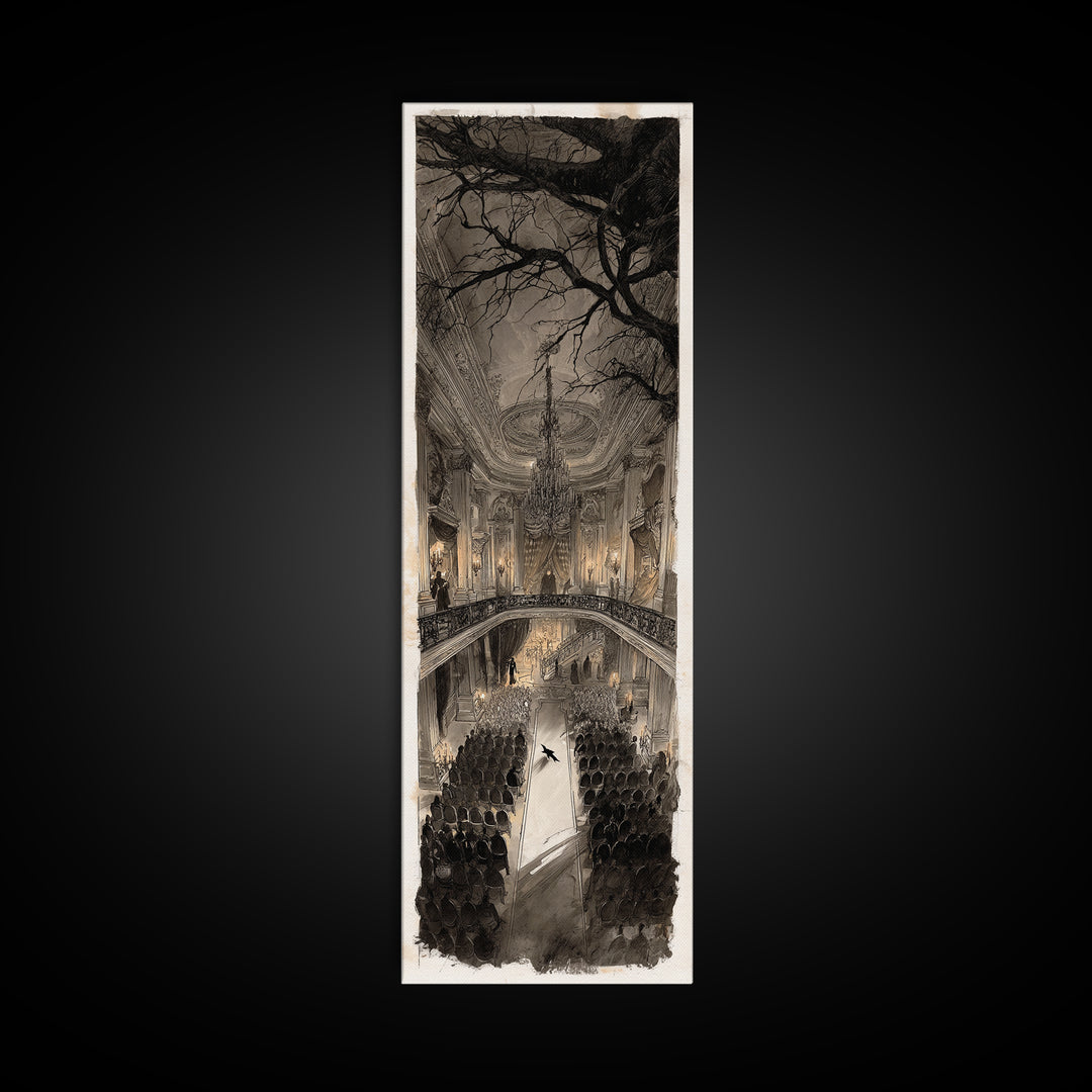 The Haunted Hotel, Decadent Gothic Art, Tall Narrow Wall Art, Gothic Horror Wall Art, Canvas Print, Halloween Wall Art