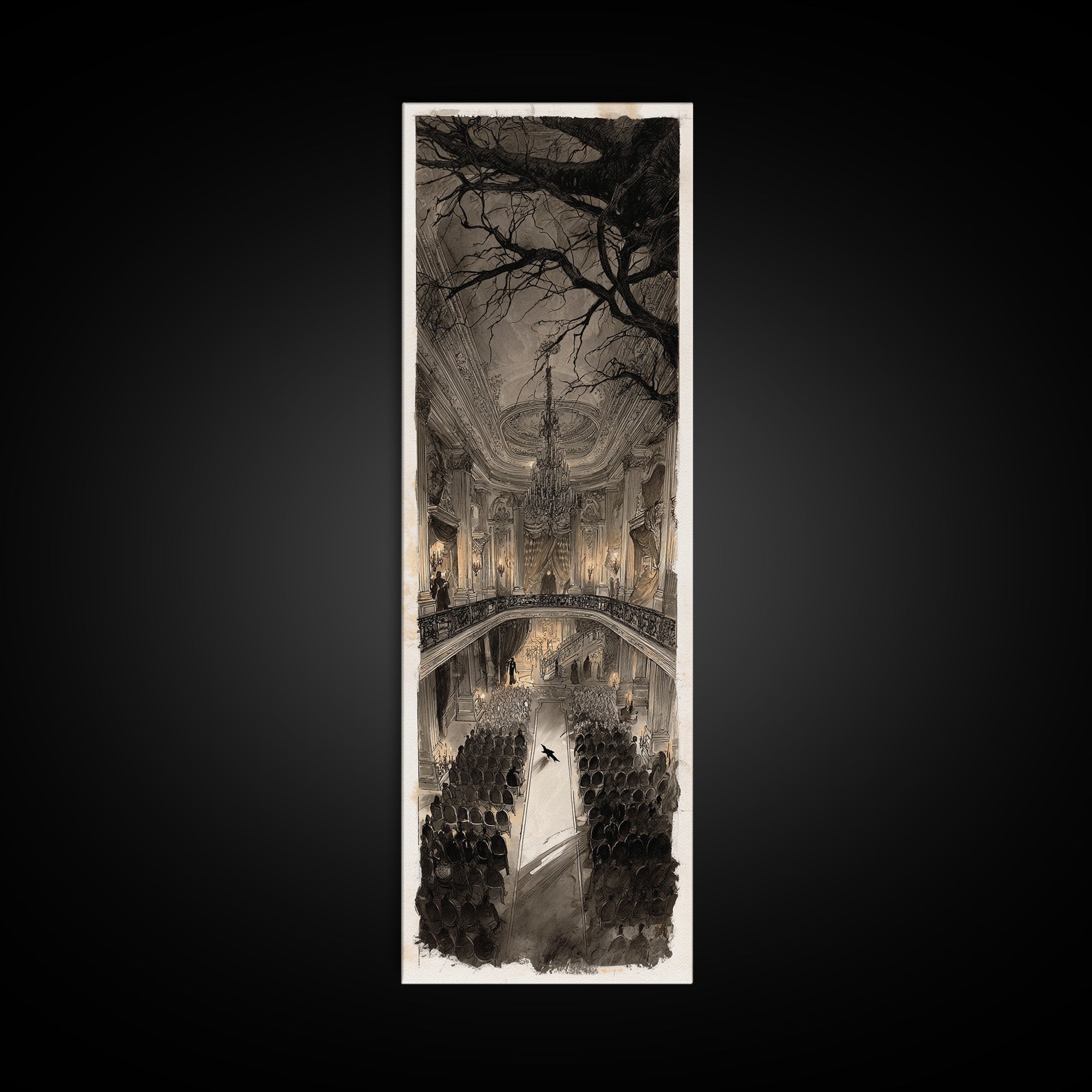 The Haunted Hotel, Decadent Gothic Art, Tall Narrow Wall Art, Gothic Horror Wall Art, Canvas Print, Halloween Wall Art