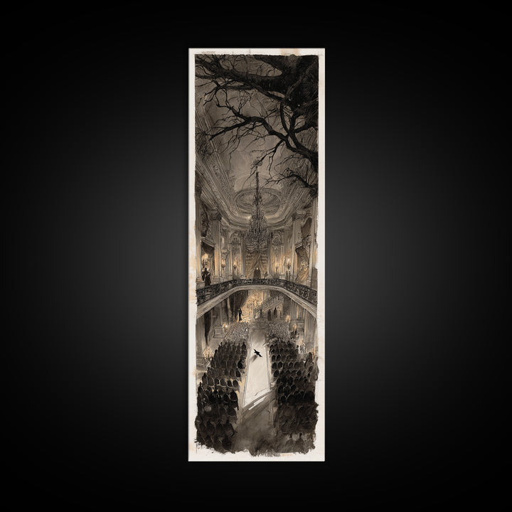The Haunted Hotel, Decadent Gothic Art, Tall Narrow Wall Art, Gothic Horror Wall Art, Canvas Print, Halloween Wall Art