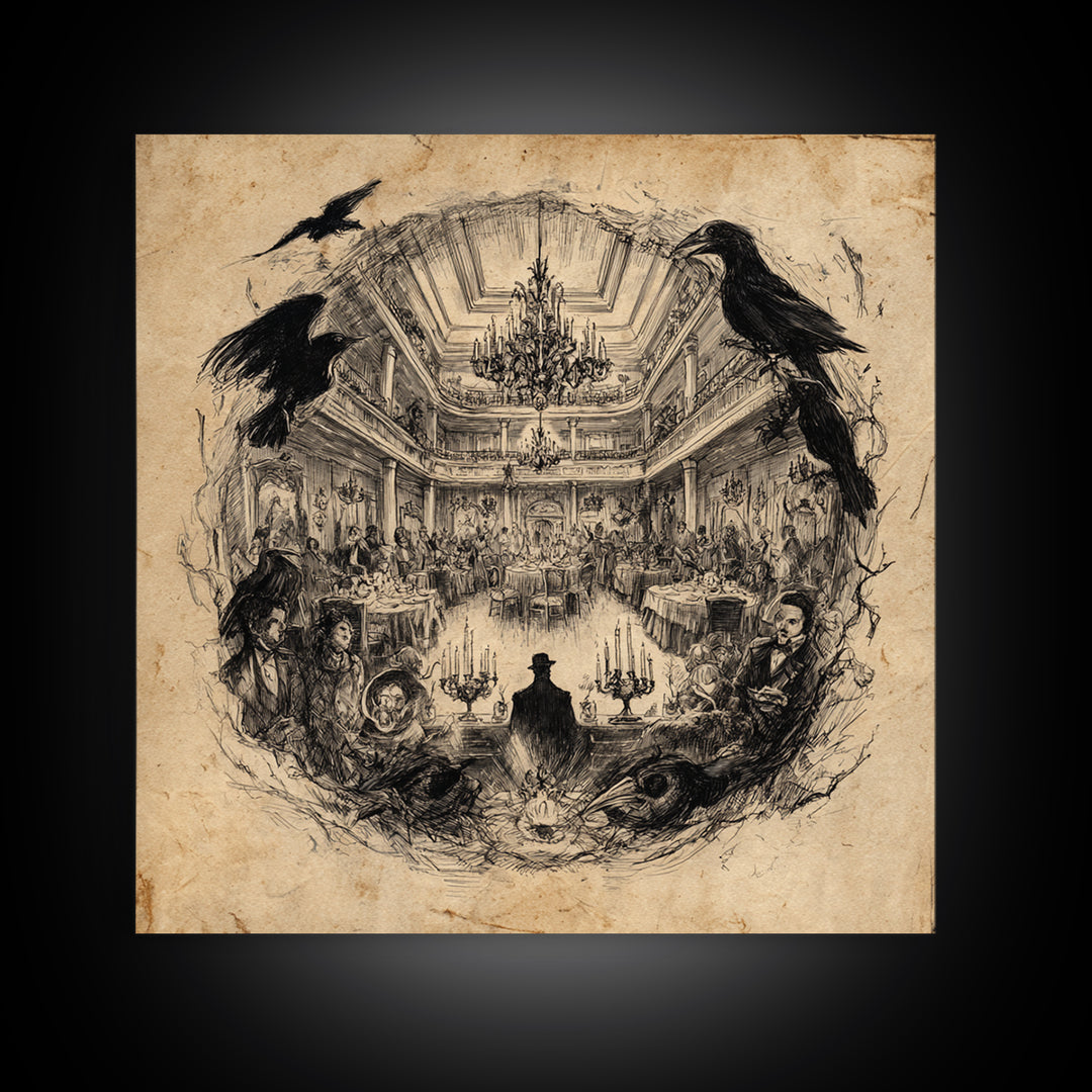 The Haunted Hotel, Expressionist Nightmare Art, Square Wall Art, Dark Fantasy Wall Art, Framed Canvas Print, Halloween Wall Art
