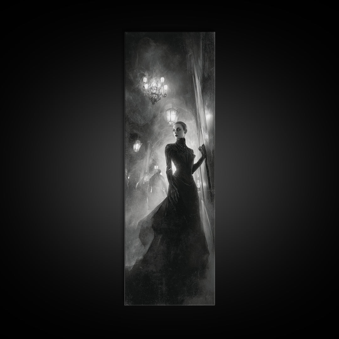 The Haunted Hotel, Biomechanical Horror Art, Tall Narrow Wall Art, Dark Fantasy Wall Art, Canvas Print, Halloween Wall Art