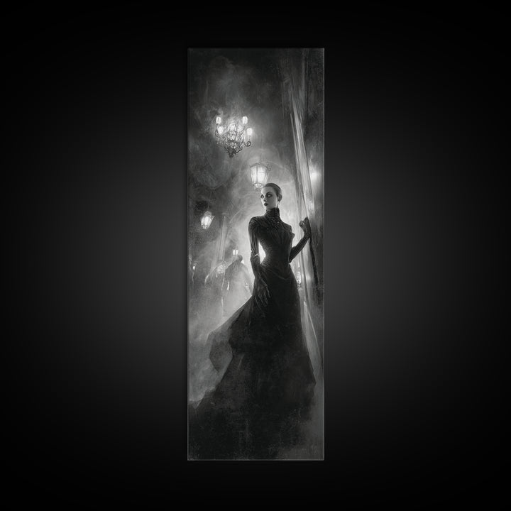 The Haunted Hotel, Biomechanical Horror Art, Tall Narrow Wall Art, Dark Fantasy Wall Art, Canvas Print, Halloween Wall Art