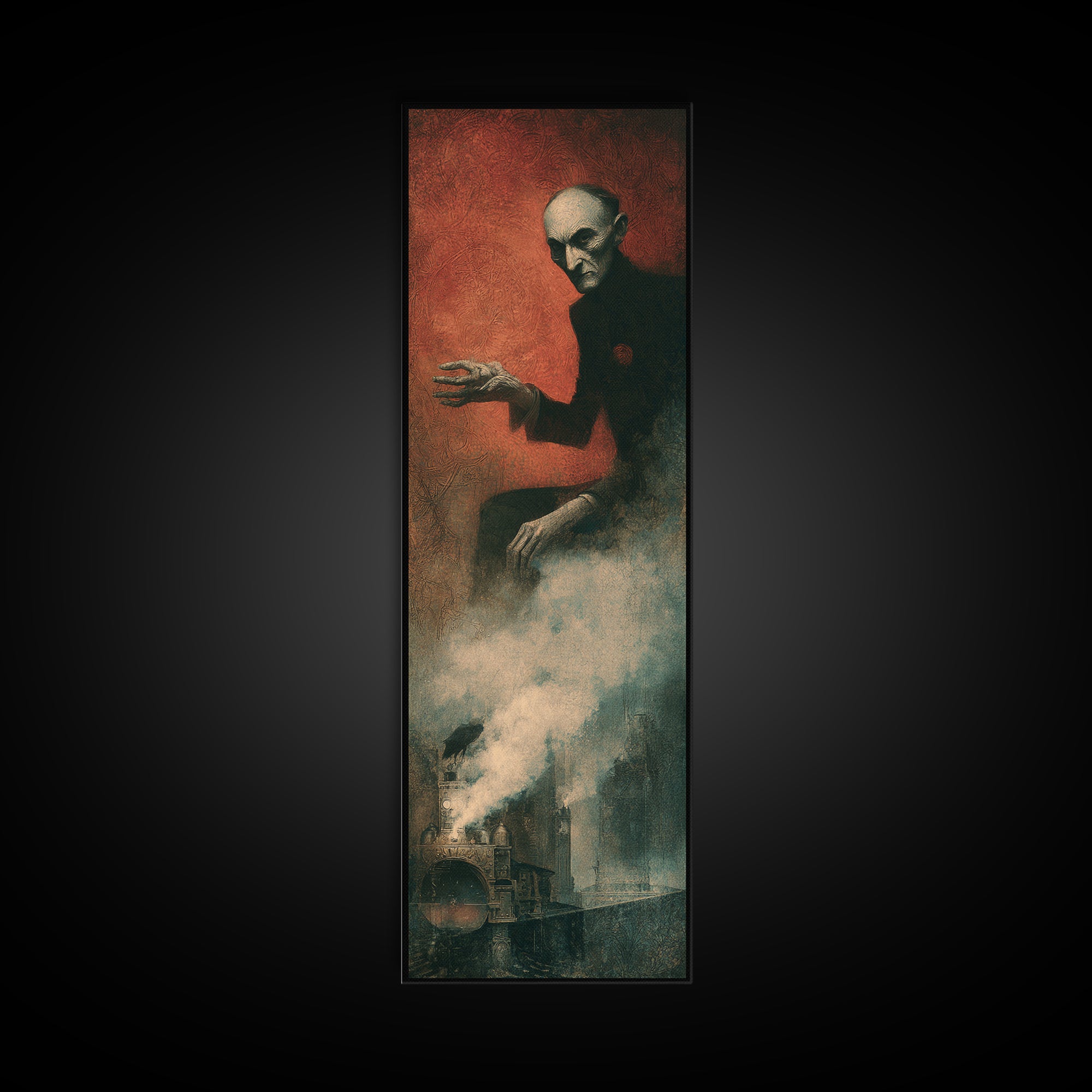 The Abandoned Train Station, Surreal Apocalyptic Art, Tall Narrow Wall Art, Gothic Horror Wall Art, Framed Canvas Print
