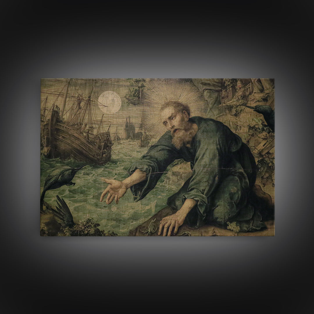 The Shipwreck Cove, Dark Renaissance Art, Landscape Wall Art, Macabre Wall Art, Canvas Print, Halloween Wall Art