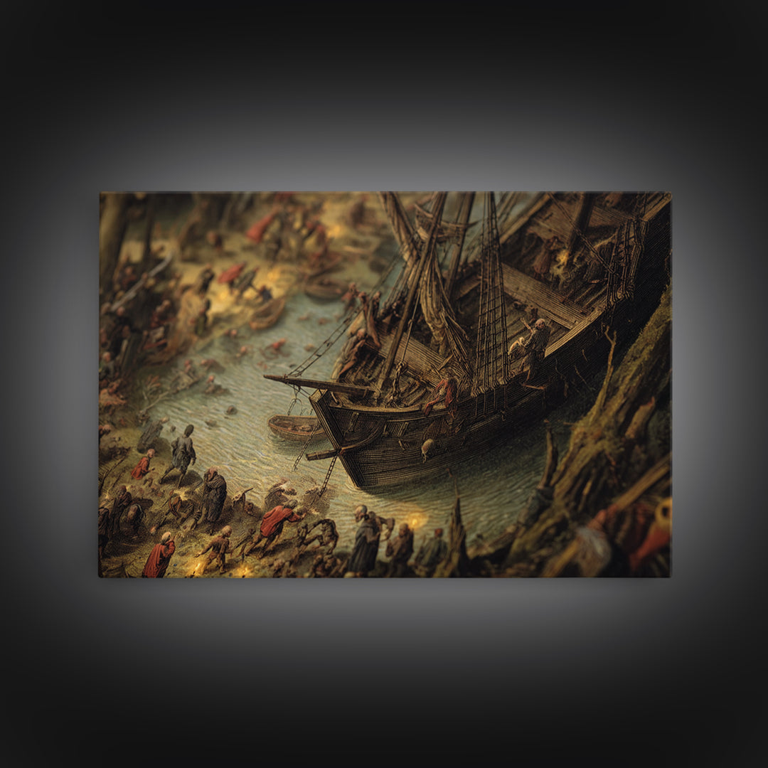 The Shipwreck Cove, Danse Macabre Art, Landscape Wall Art, Gothic Horror Wall Art, Canvas Print, Halloween Wall Art
