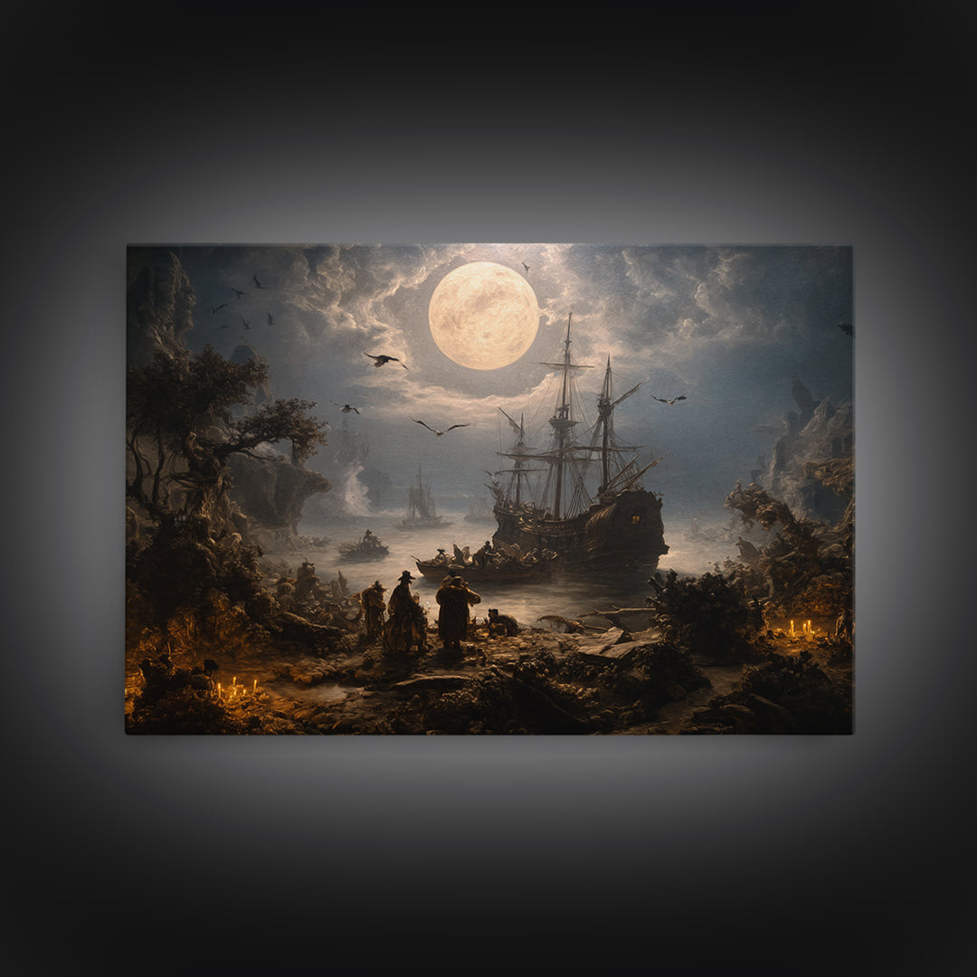 The Shipwreck Cove, Baroque Witchcraft Art, Landscape Wall Art, Macabre Wall Art, Framed Canvas Print, Halloween Wall Art