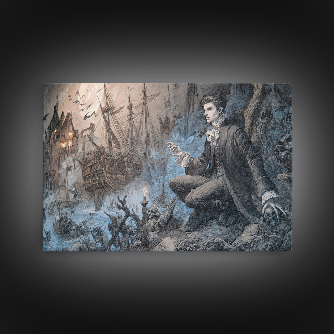 The Shipwreck Cove, Victorian Macabre Art, Landscape Wall Art, Dark Fantasy Wall Art, Canvas Print, Halloween Wall Art, Dark Fantasy Art
