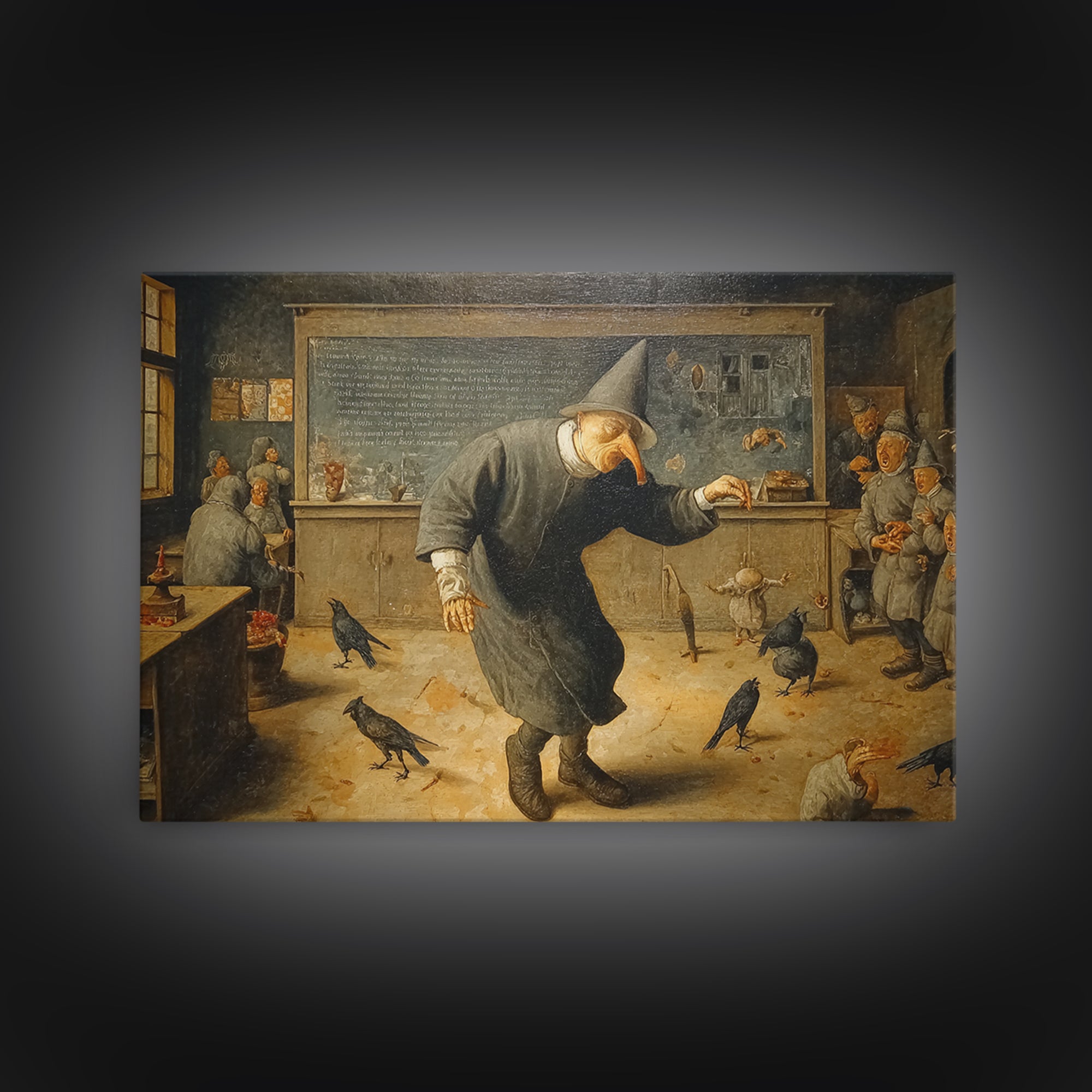 The Silent Schoolhouse, Northern Renaissance Horror, Landscape Wall Art, Dark Fantasy Wall Art, Canvas Print, Halloween Wall Art
