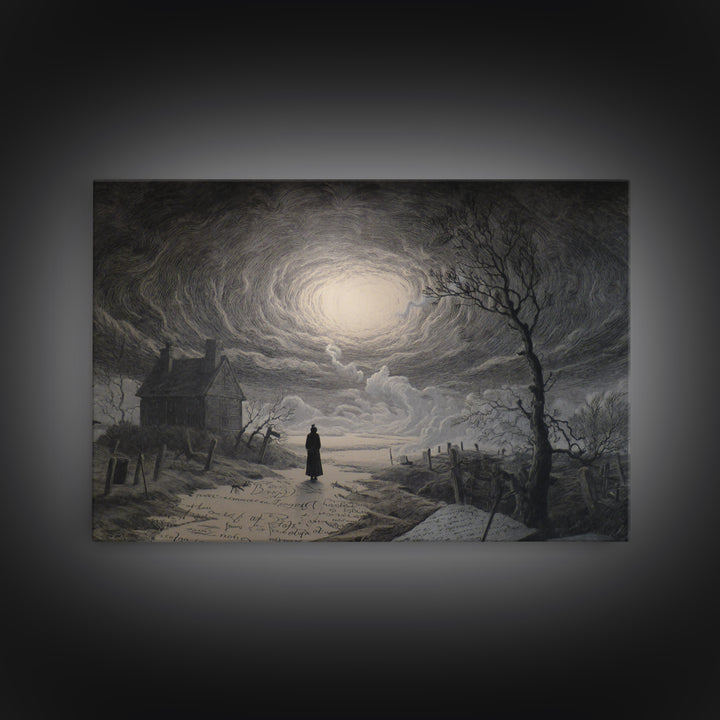 The Silent Schoolhouse, Romantic Gothic Landscape, Landscape Wall Art, Gothic Horror Wall Art, Canvas Print, Halloween Wall Art