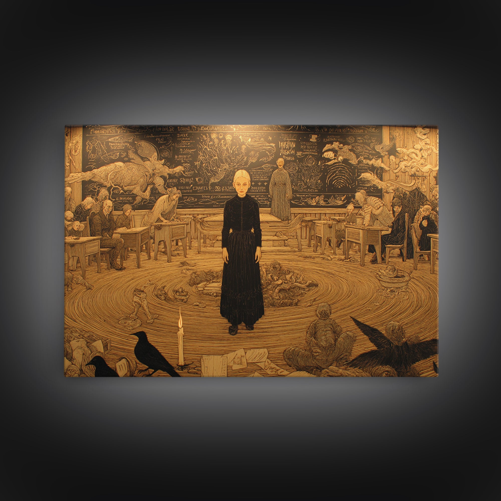 The Silent Schoolhouse, Symbolist Death Art, Landscape Wall Art, Gothic Horror Wall Art, Canvas Print, Halloween Wall Art