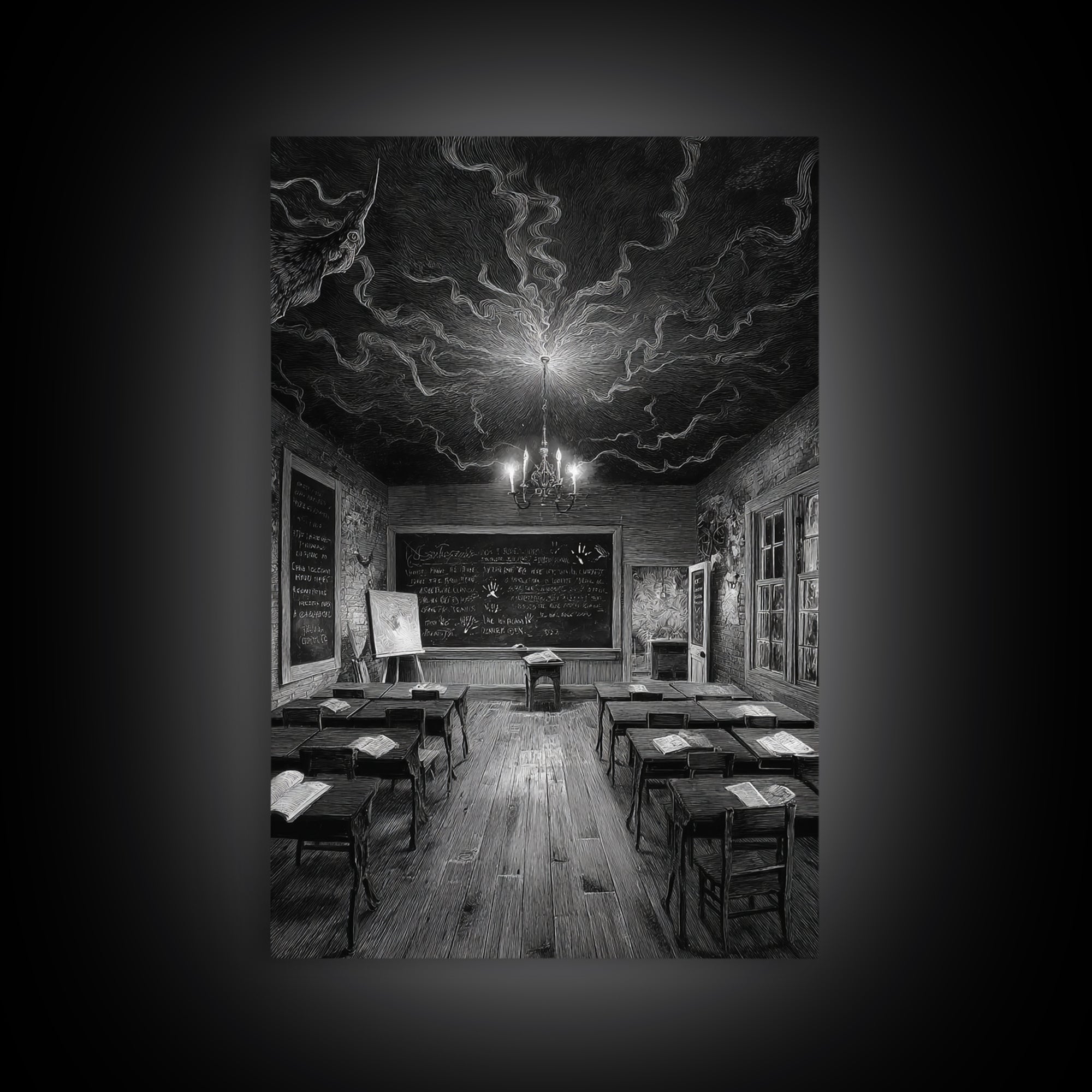 The Silent Schoolhouse, Victorian Macabre Art, Vertical Wall Art, Gothic Horror Wall Art, Framed Canvas Print, Halloween Wall Art