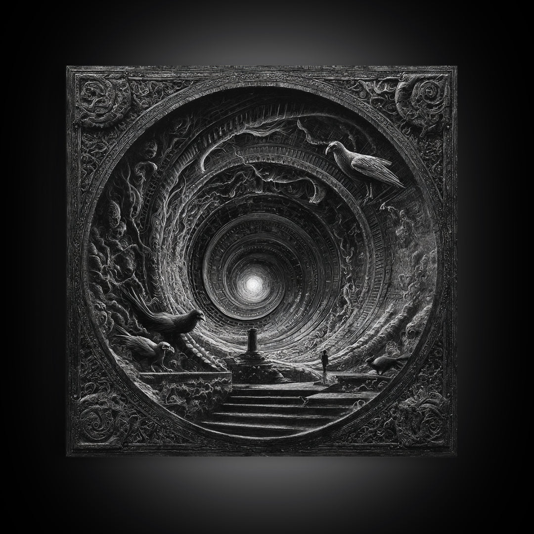 The Silent Schoolhouse, Biomechanical Horror Art, Square Wall Art, Macabre Wall Art, Canvas Print, Halloween Wall Art, Statement Wall Art