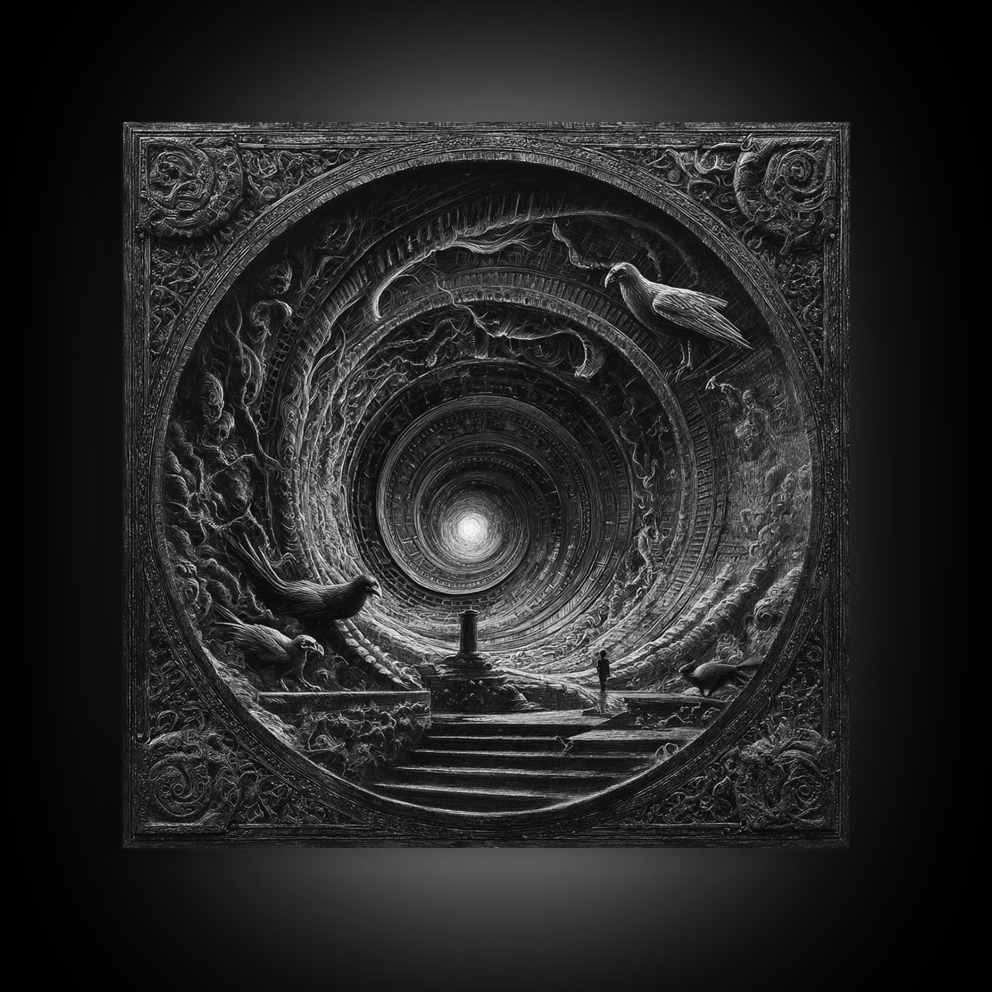 The Silent Schoolhouse, Biomechanical Horror Art, Square Wall Art, Macabre Wall Art, Canvas Print, Halloween Wall Art, Statement Wall Art