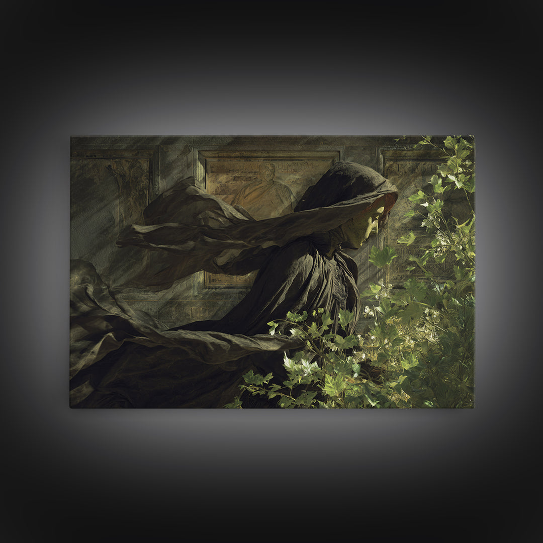 The Cemetery Greenhouse, Symbolist Gothic Landscape, Landscape Wall Art, Dark Fantasy Wall Art, Framed Canvas Print, Halloween Wall Art