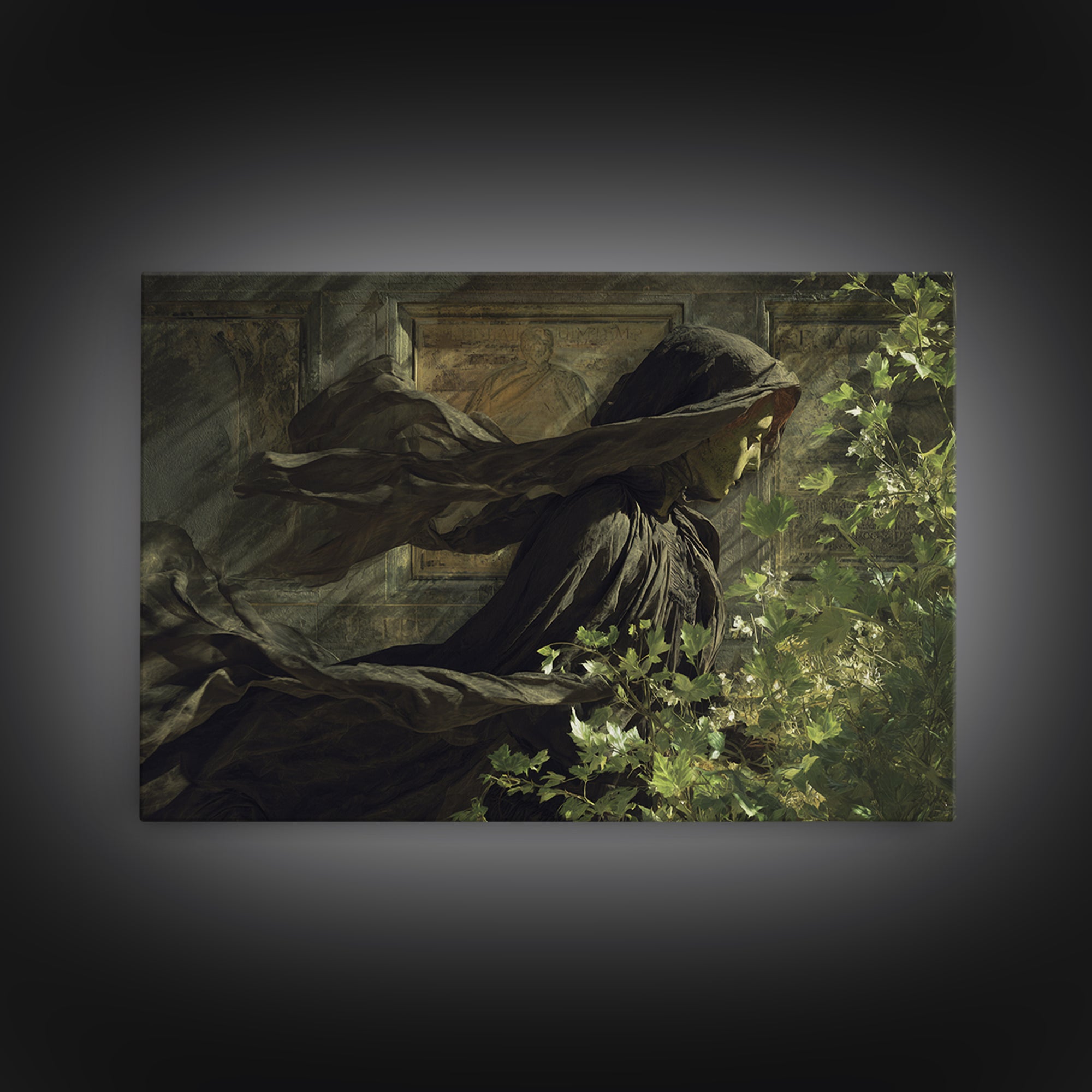 The Cemetery Greenhouse, Symbolist Gothic Landscape, Landscape Wall Art, Dark Fantasy Wall Art, Framed Canvas Print, Halloween Wall Art