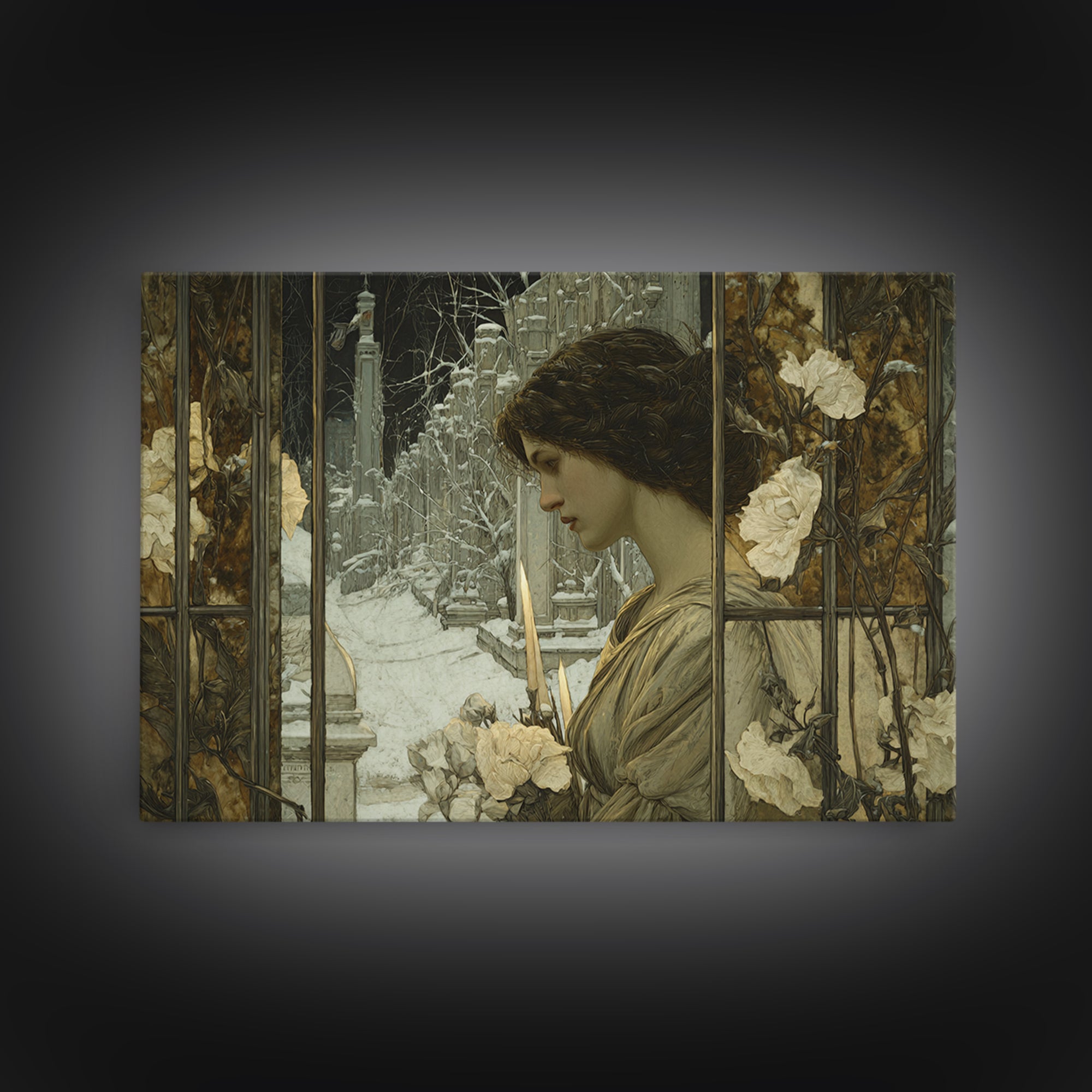 The Cemetery Greenhouse, Symbolist Death Art, Landscape Wall Art, Dark Fantasy Wall Art, Canvas Print, Halloween Wall Art