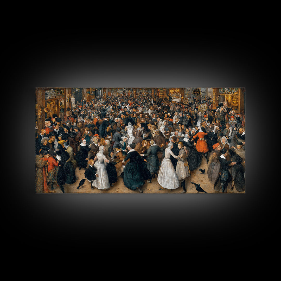 The Midnight Masquerade, Northern Renaissance Horror, Wide Panoramic Art, Gothic Horror Wall Art, Canvas Print, Halloween Wall Art