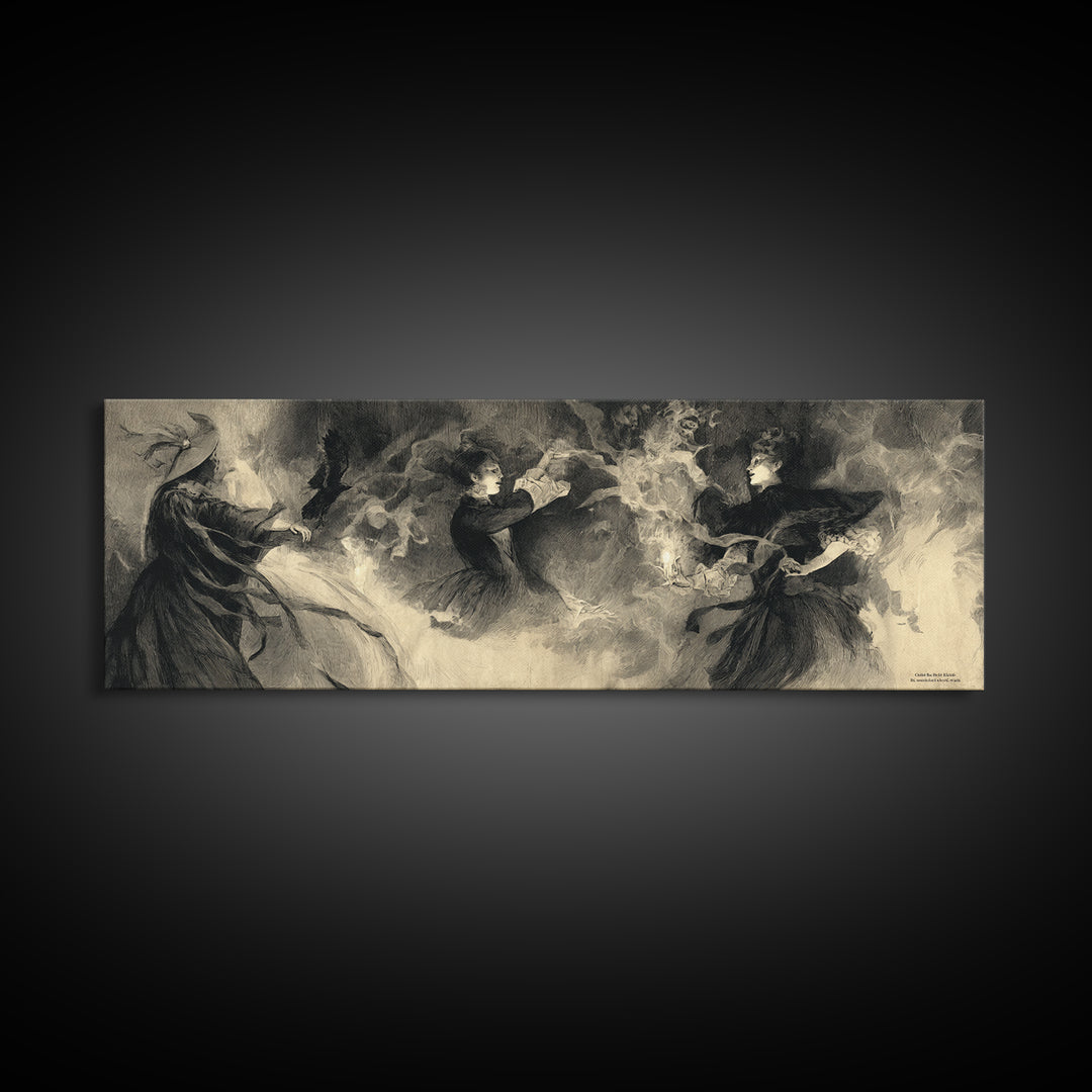 The Midnight Masquerade, Symbolist Dream Art, Extra Wide Wall Art, Gothic Horror Wall Art, Framed Canvas Print, Halloween Wall Art