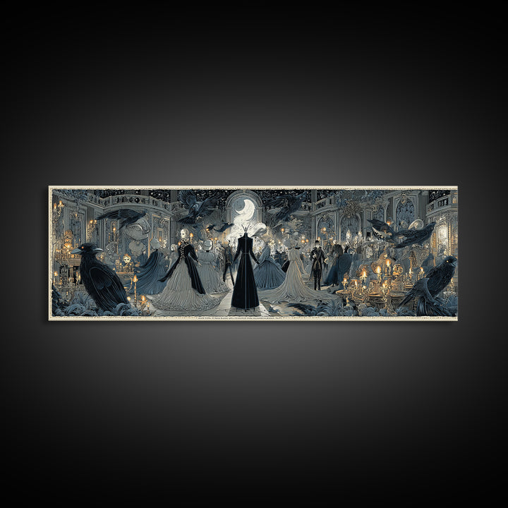 The Midnight Masquerade, Victorian Macabre Art, Extra Wide Wall Art, Gothic Horror Wall Art, Canvas Print, Halloween Wall Art