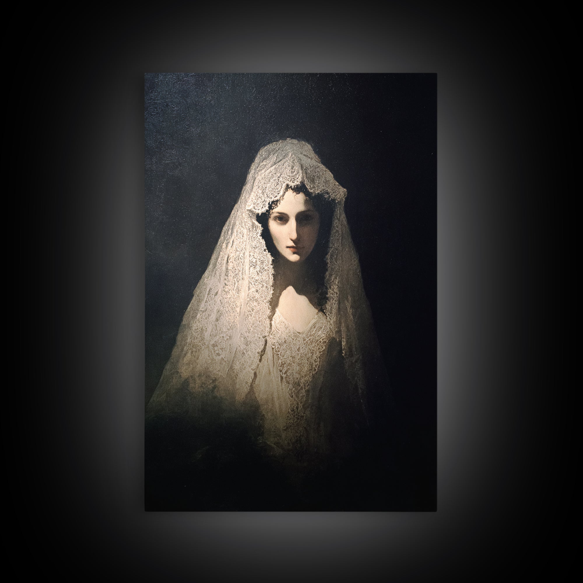 The Ghost Wedding, Dark Romantic Horror Art, Vertical Wall Art, Gothic Horror Wall Art, Framed Canvas Print, Halloween Wall Art