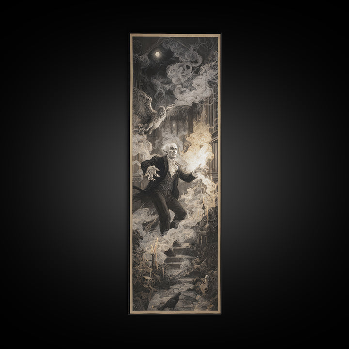 The Ghost Wedding, Visionary Gothic Art, Tall Narrow Wall Art, Dark Fantasy Wall Art, Canvas Print, Halloween Wall Art