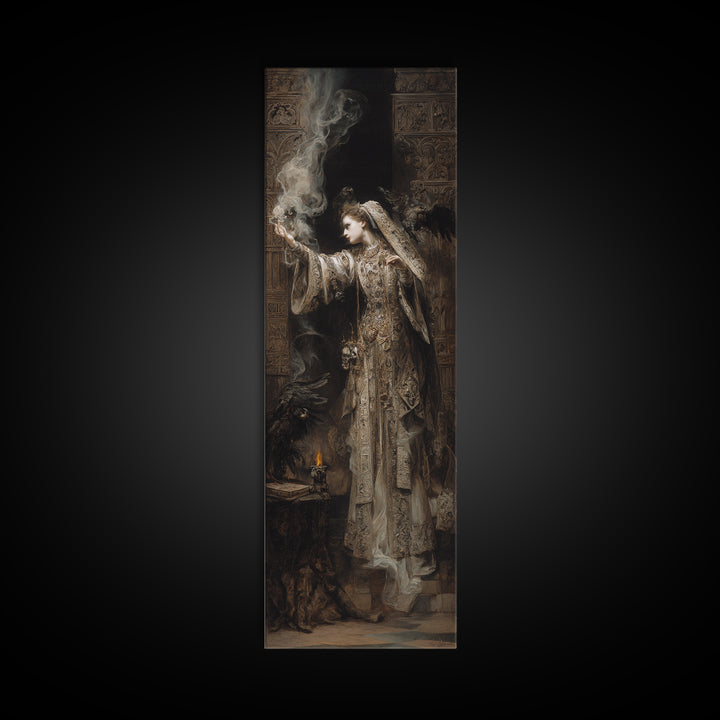 The Ghost Wedding, Ornate Symbolist Art, Tall Narrow Wall Art, Gothic Horror Wall Art, Canvas Print, Halloween Wall Art