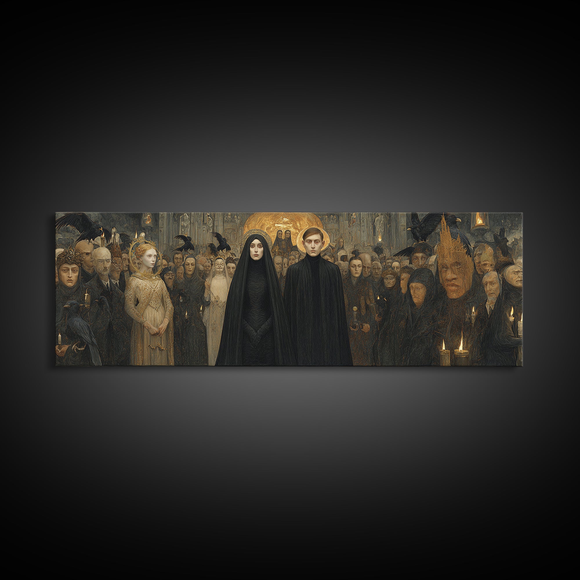 The Ghost Wedding, Dark Symbolist Art, Extra Wide Wall Art, Dark Fantasy Wall Art, Canvas Print, Halloween Wall Art