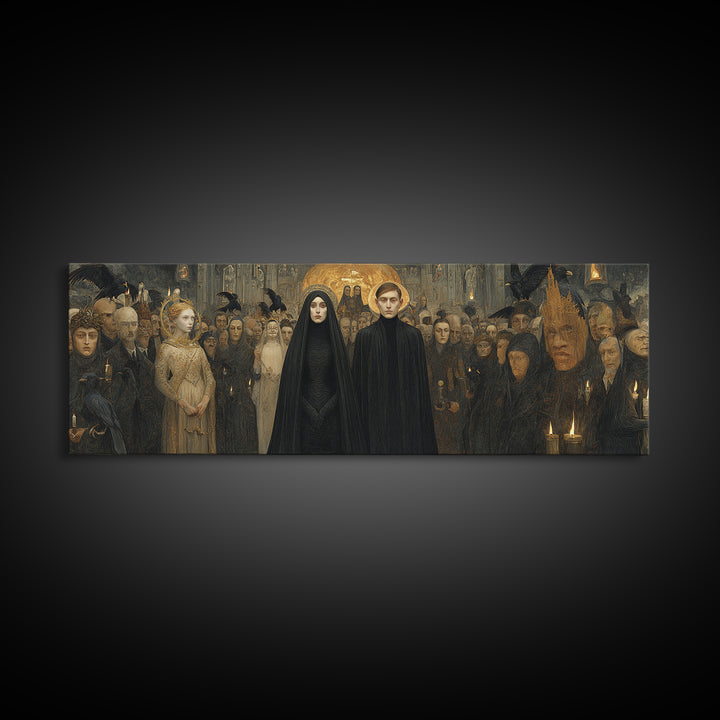 The Ghost Wedding, Dark Symbolist Art, Extra Wide Wall Art, Dark Fantasy Wall Art, Canvas Print, Halloween Wall Art