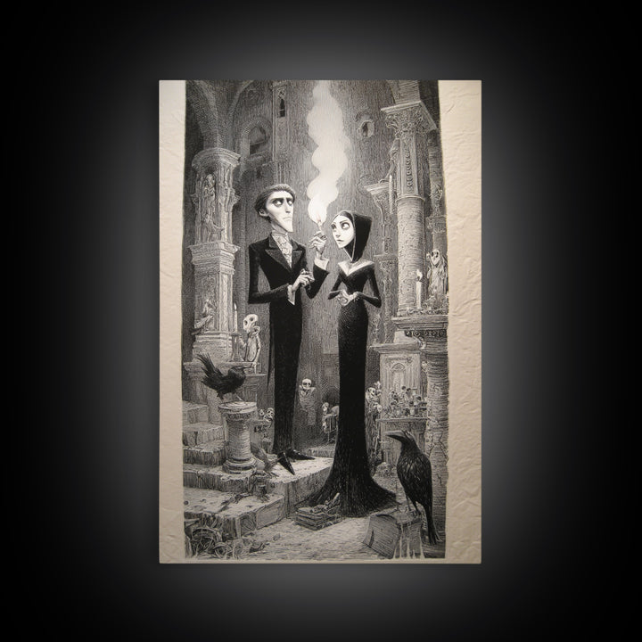 The Ghost Wedding, Victorian Macabre Art, Vertical Wall Art, Dark Fantasy Wall Art, Framed Canvas Print, Halloween Wall Art