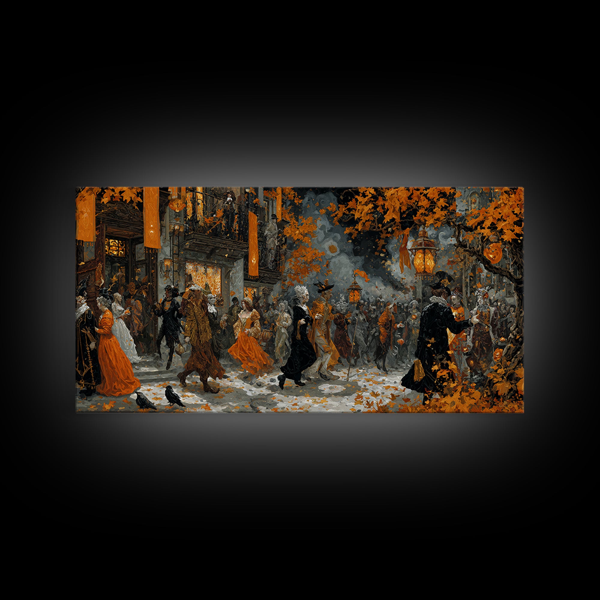 The Monster Parade, Ornate Symbolist Art, Wide Panoramic Art, Macabre Wall Art, Canvas Print, Halloween Wall Art, Horror Wall Art