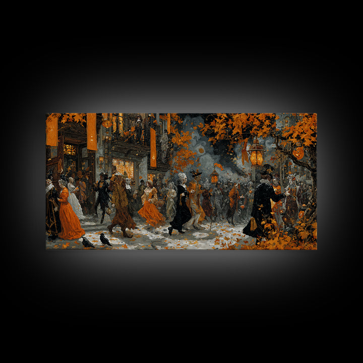 The Monster Parade, Ornate Symbolist Art, Wide Panoramic Art, Macabre Wall Art, Canvas Print, Halloween Wall Art, Horror Wall Art