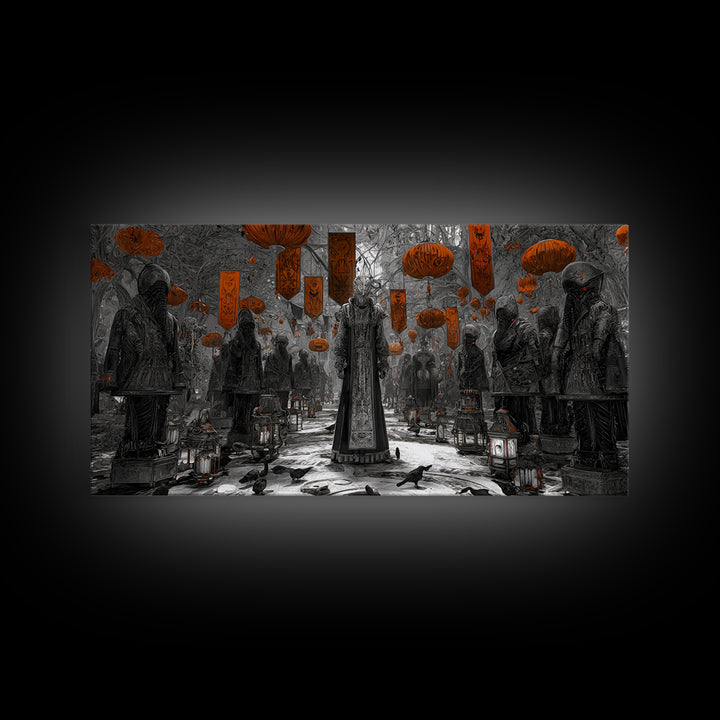 The Monster Parade, Biomechanical Horror Art, Wide Panoramic Art, Gothic Horror Wall Art, Canvas Print, Halloween Wall Art