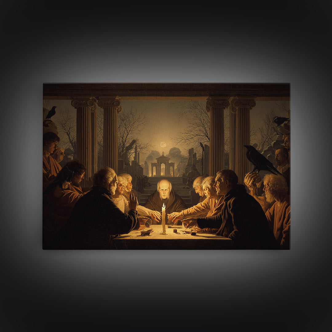 The Candlelit Seance, Romantic Gothic Landscape, Landscape Wall Art, Macabre Wall Art, Framed Canvas Print, Halloween Wall Art