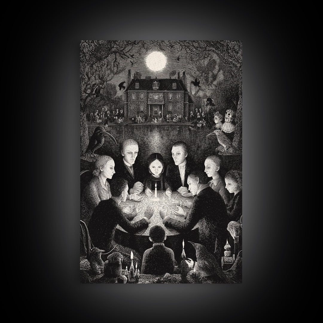 The Candlelit Seance, Victorian Macabre Art, Vertical Wall Art, Macabre Wall Art, Canvas Print, Halloween Wall Art