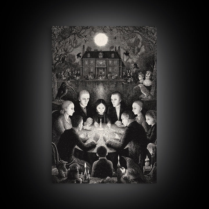 The Candlelit Seance, Victorian Macabre Art, Vertical Wall Art, Macabre Wall Art, Canvas Print, Halloween Wall Art
