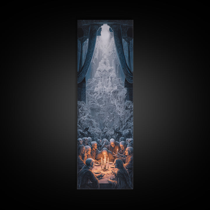 The Candlelit Seance, Surreal Apocalyptic Art, Tall Narrow Wall Art, Gothic Horror Wall Art, Canvas Print, Halloween Wall Art