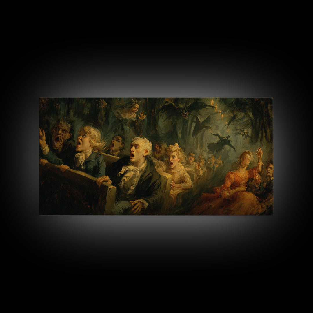 The Haunted Hayride, Dark Romantic Horror Art, Wide Panoramic Art, Macabre Wall Art, Canvas Print, Halloween Wall Art, Halloween Decor