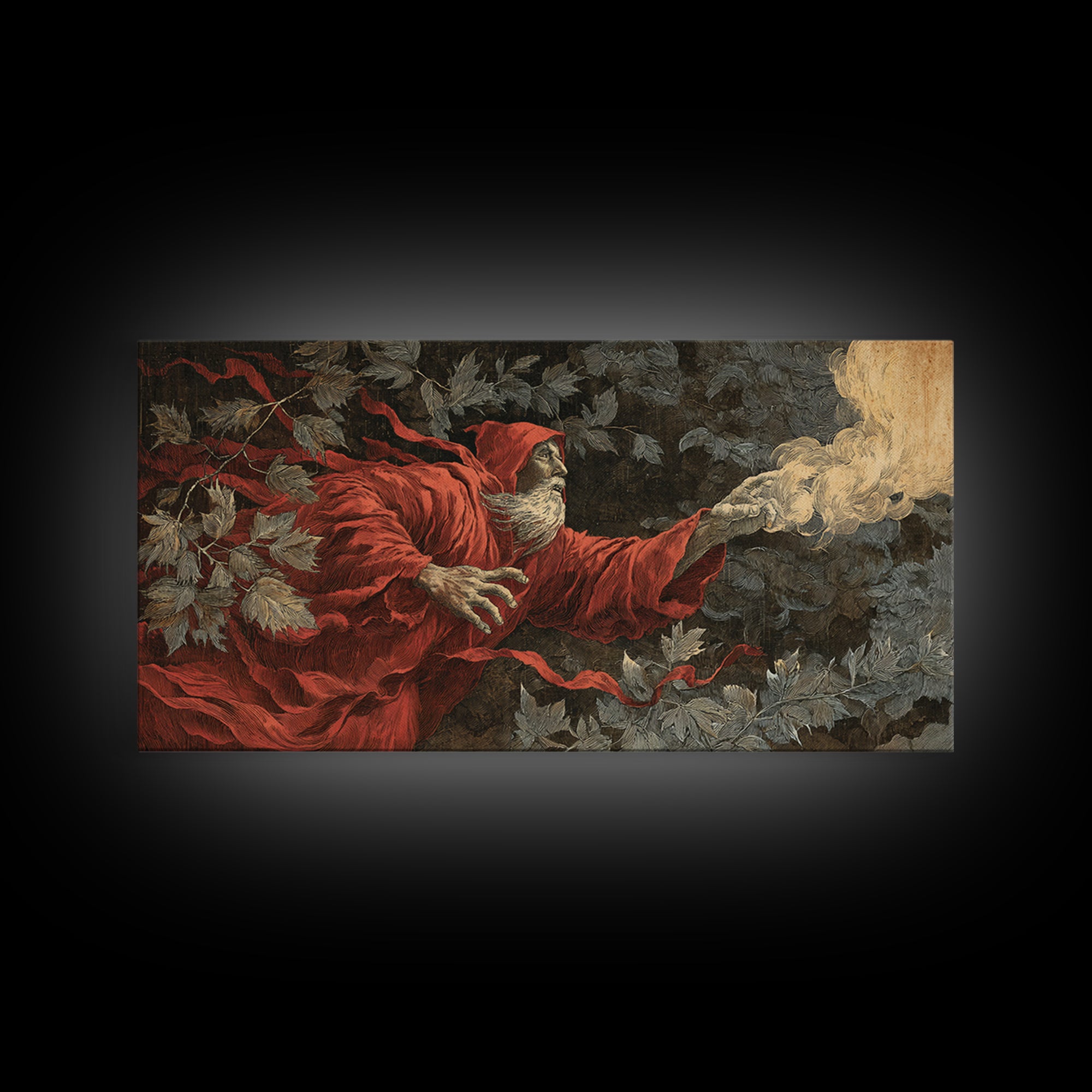 The Haunted Hayride, Visionary Gothic Art, Wide Panoramic Art, Dark Halloween Decor, Canvas Print, Halloween Wall Art