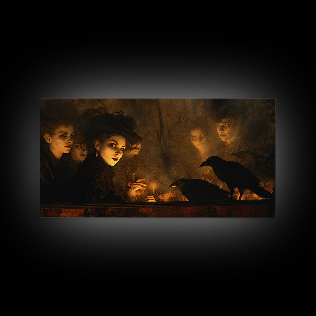 The Haunted Hayride, Dark Symbolist Art, Wide Panoramic Art, Dark Fantasy Wall Art, Canvas Print, Halloween Wall Art