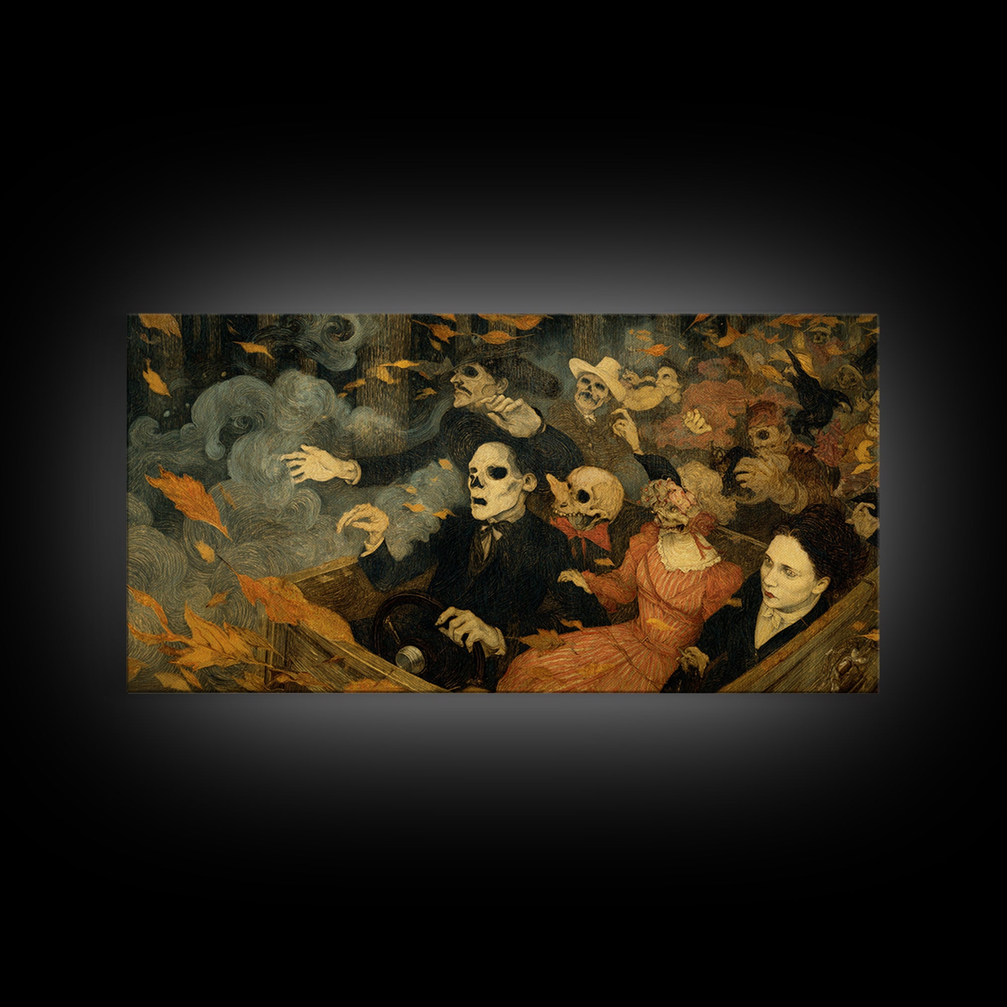 The Haunted Hayride, Grotesque Carnival Art, Wide Panoramic Art, Dark Fantasy Wall Art, Canvas Print, Halloween Wall Art, Macabre Wall Art