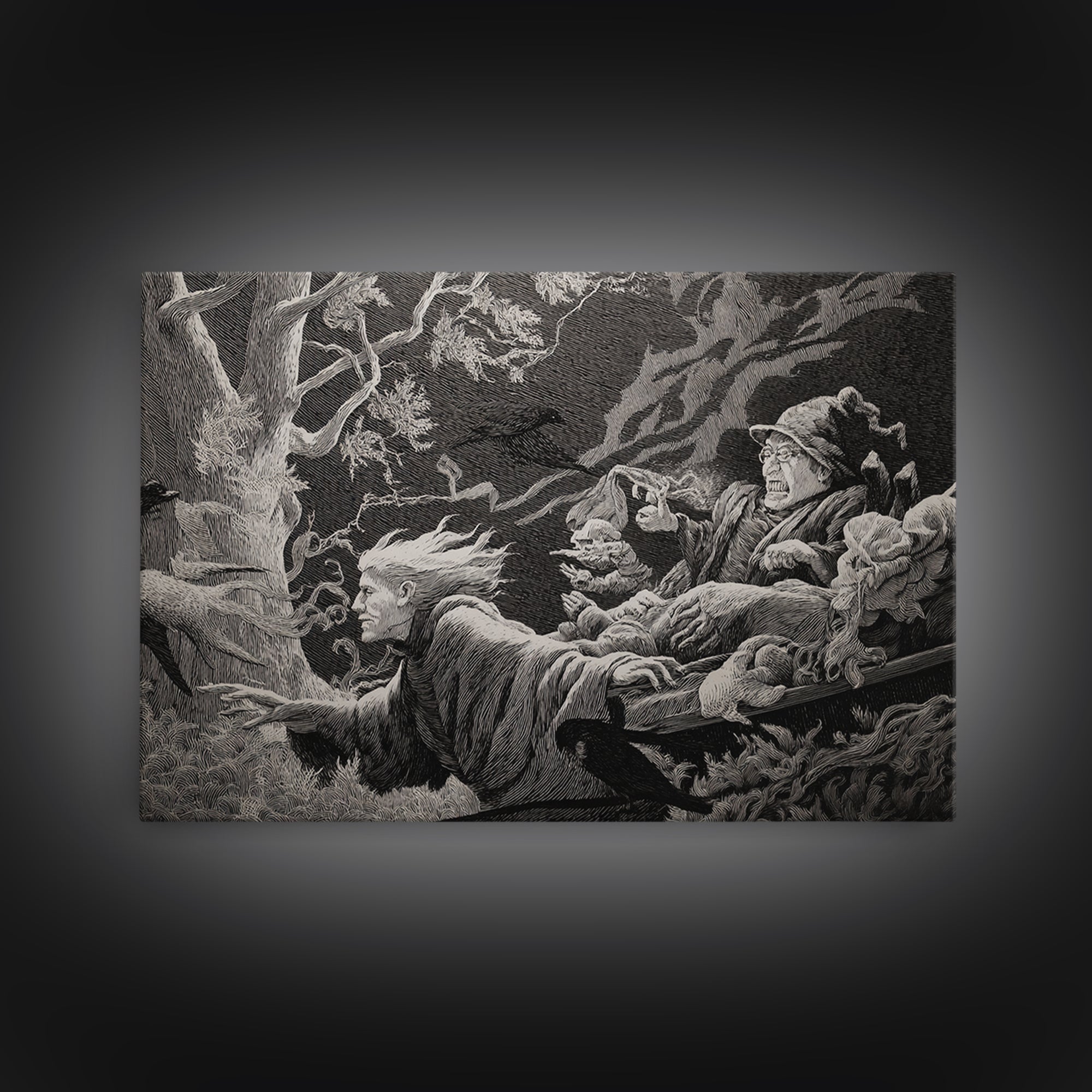 The Haunted Hayride, Victorian Macabre Art, Landscape Wall Art, Gothic Horror Wall Art, Framed Canvas Print, Halloween Wall Art