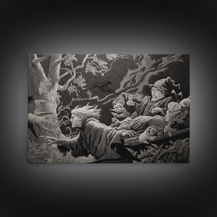 The Haunted Hayride, Victorian Macabre Art, Landscape Wall Art, Gothic Horror Wall Art, Framed Canvas Print, Halloween Wall Art