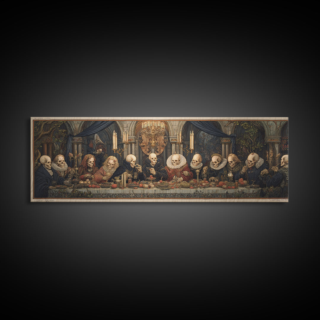 The Vampire Banquet, Danse Macabre Art, Extra Wide Wall Art, Gothic Horror Wall Art, Framed Canvas Print